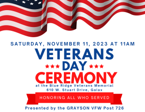 [GPL] Veterans Day Ceremony @ Blue Ridge Veterans Memorial