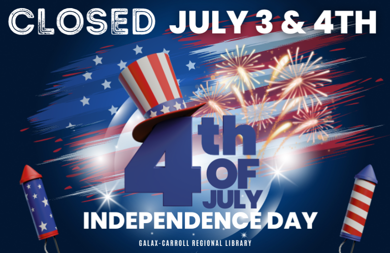 Closed July 3rd and 4th, 2026 for the Independence Day Holiday with images of fireworks, the american flag and an uncle sam hat