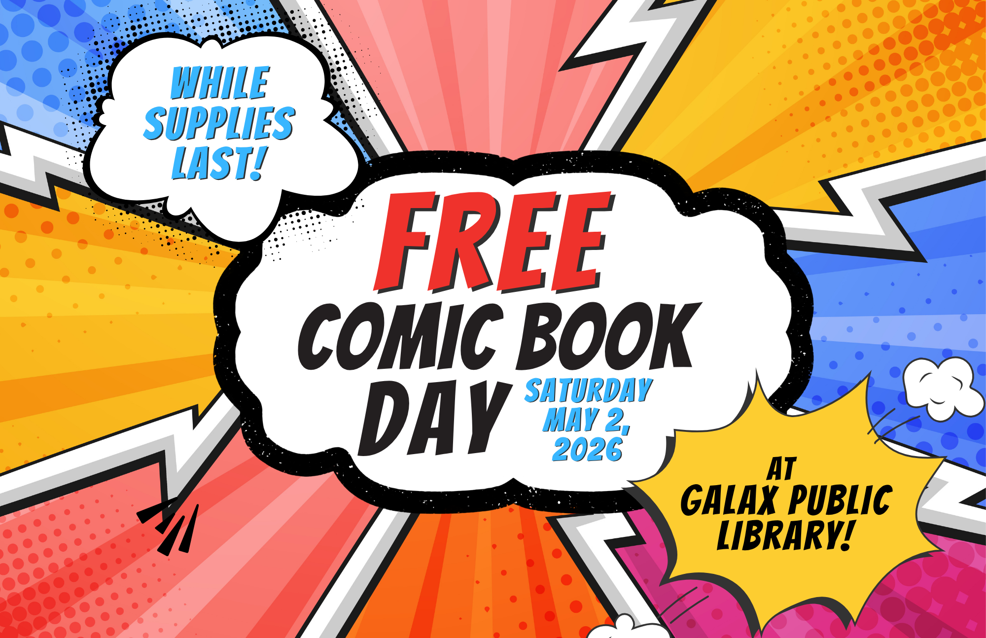 Free Comic Book Day, Saturday, May 2, 2026 at Galax Public Library While Supplies Last