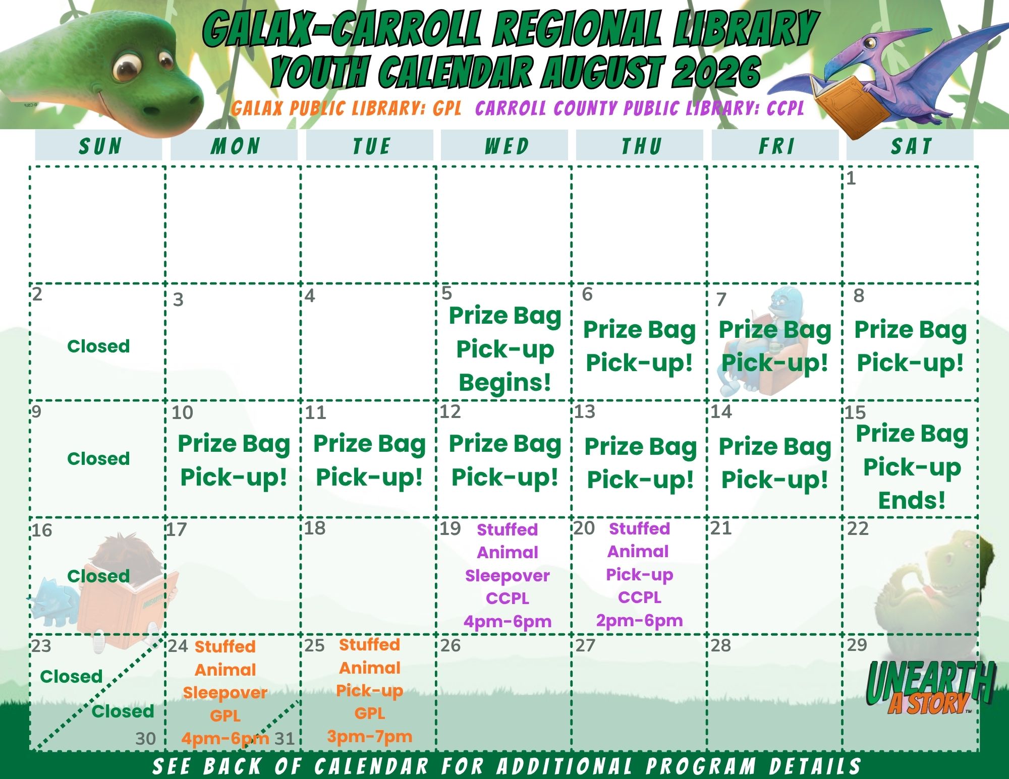August 2026 Youth Calendar Front